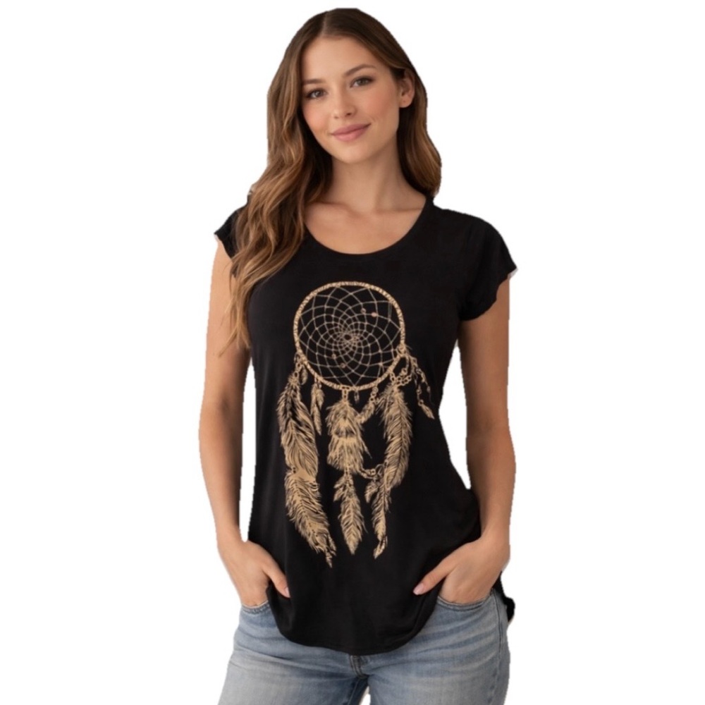 Lauren Moshi Dreamcatcher Women’s Black Short Sleeve Tee Size Small & XS